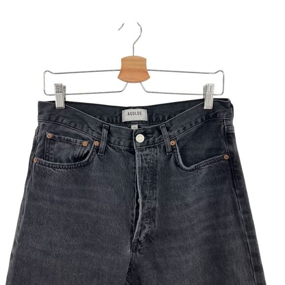 Agolde 90's Mid Rise Loose Jeans Rigid Denim Button Fly Black Size 28 - Picture 3 of 12